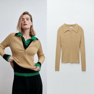 ZARA Ribbed knit polo